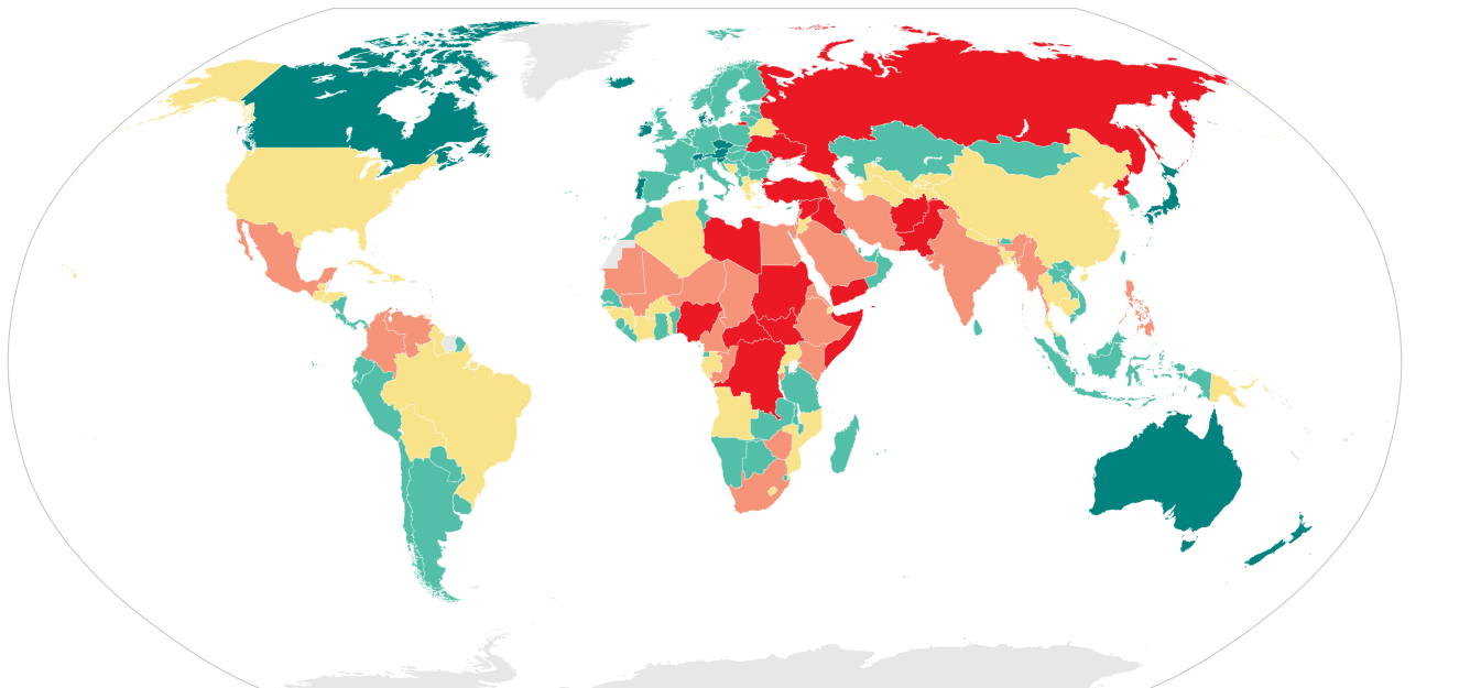 10 Most Dangerous Countries according to Global Peace Index