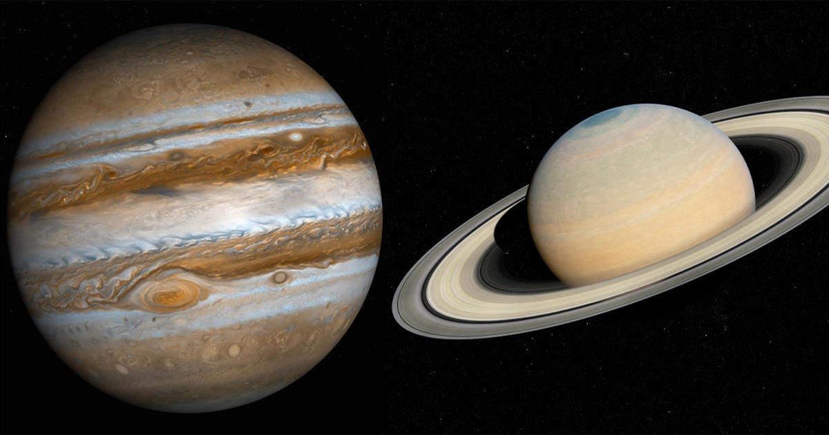 Jupiter and Saturn will come within 0.1 degrees of each other, forming the first visible "double planet" in 800 years - CBS News