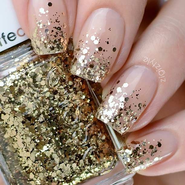 Gold Glitter- Creative Magic Nail Designs and Ideas