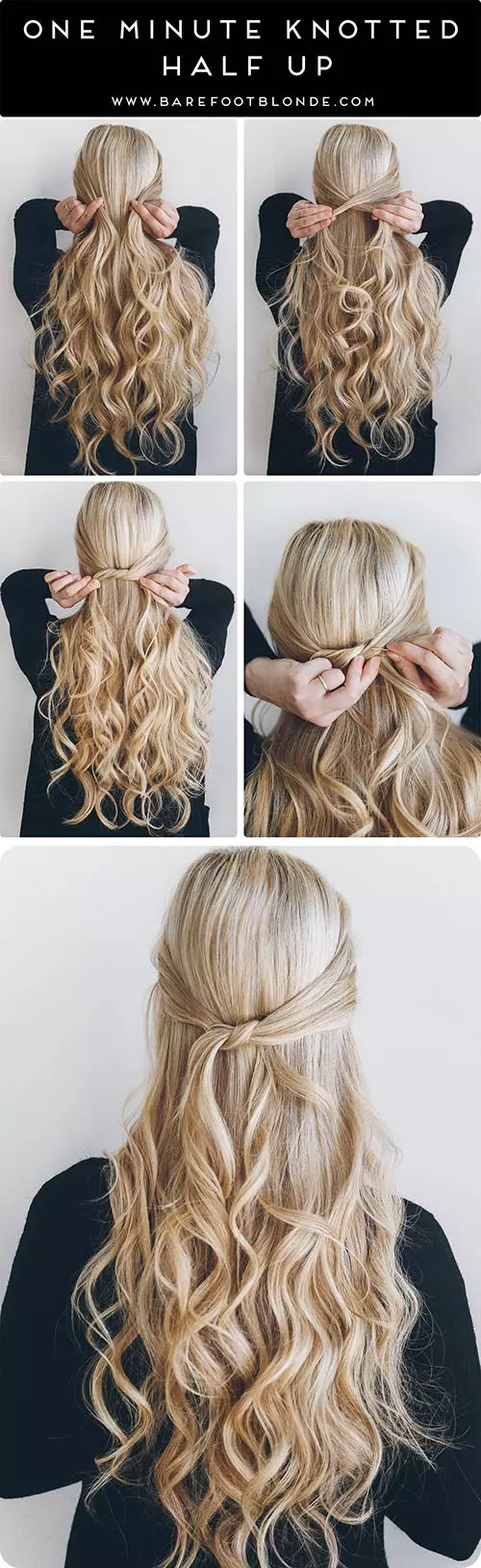 One Minute Knotted Half Up.(SIMPLE) Hairstyle For Long Hair Girls