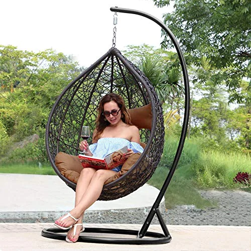 CITE Swing Chair || Leaf Single Seater || Swing Chair with Stand & Cushion & Hook Outdoor || Indoor || Outdoor || Living Room || Balcony || Garden || Patio || Home Improvement (Standard) -Most Comfortable Swing Chair for Home