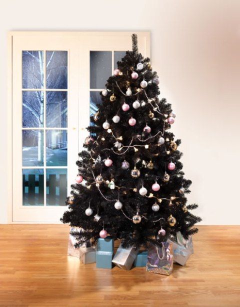 Black Tree With Pastel Ornaments -Black Christmas Tree Ideas