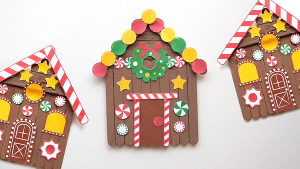 Create Gingerbread Stick Houses-Easy Christmas Drawings Ideas for Kids