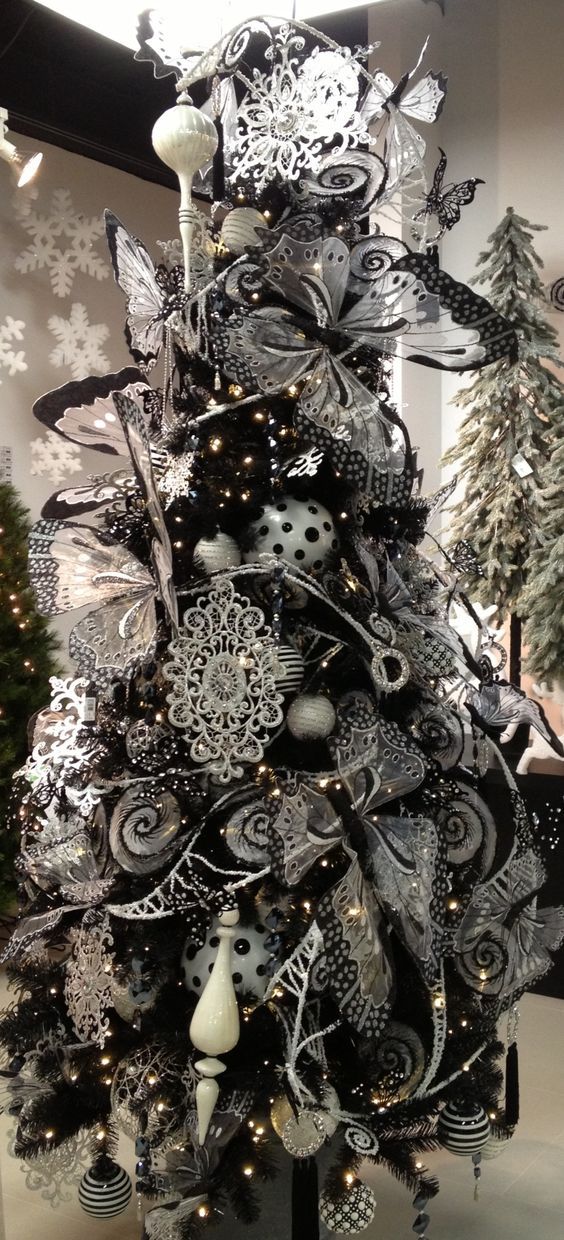 Romantic Black And Silver Christmas Tree -Black Christmas Tree Ideas