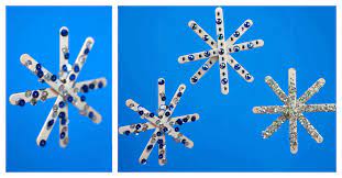 Popsicle Stick Snowflake Ornaments-Easy Christmas Drawings Ideas for Kids