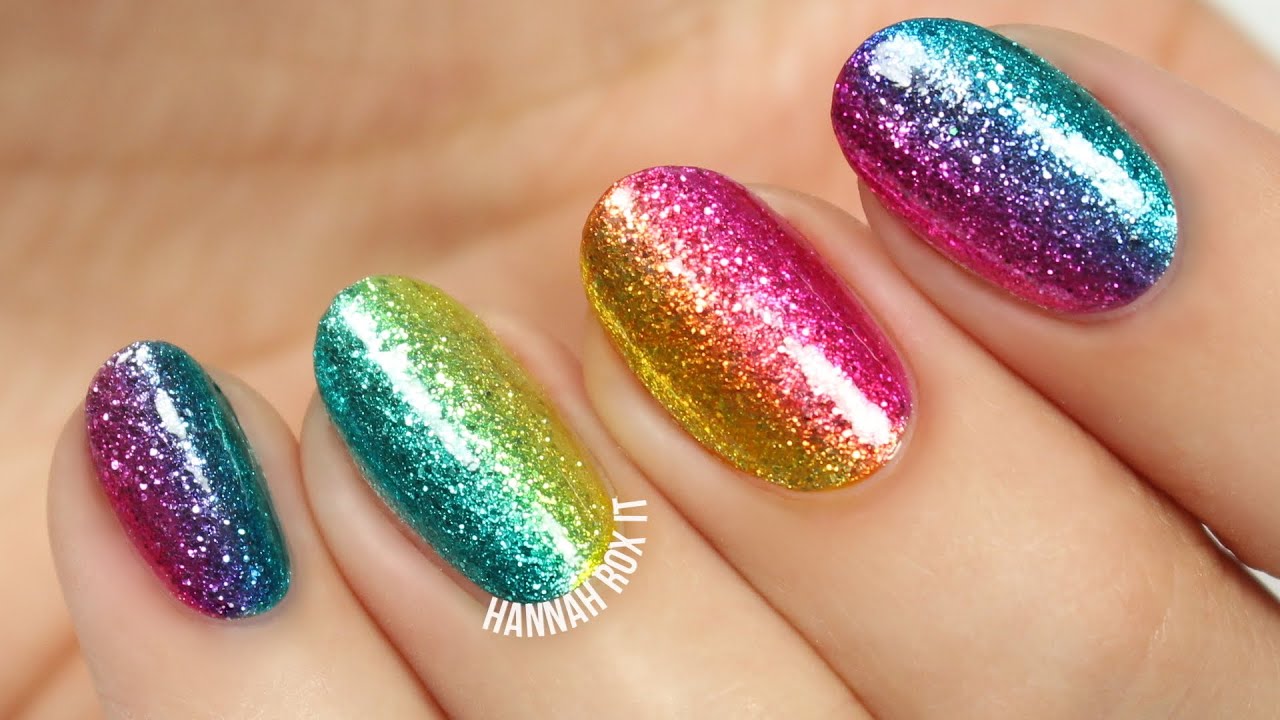 Rainbow Glitter Gradient- Creative Magic Nail Designs and Ideas