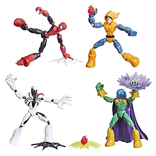 Spider Man Bend and Flex Action Figure Toy (4-Pack)-Best Spider Man Toys for Kids