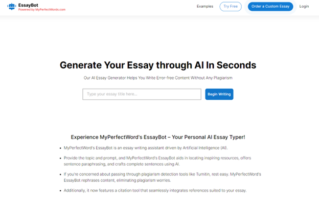 MyPerfectWords.com’s EssayBot - Simplifying the Essay Writing Process